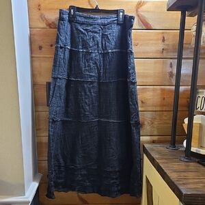 Denim&Co Black Tiered Maxi Skirt Size Medium 0230